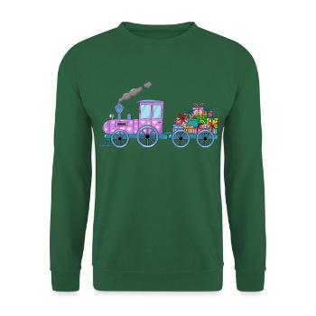 Train pour enfants avec remorque rose - Sweat-shirt Unisexe - vert foncé - Devant