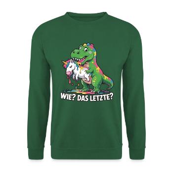 Wie? Das Letzte? T-rex mit Einhorndesing - Unisex Pullover - Grün - Vorne