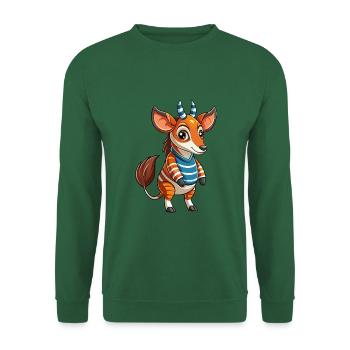 Okapi Funny Cartoon Character Musique de casque - Sweat-shirt Unisexe - vert foncé - Devant