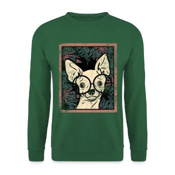Munterer Chihuahua Spaziergang - Unisex Pullover - Grün - Vorne