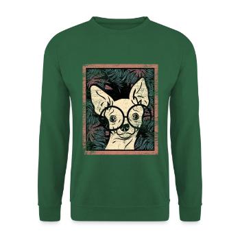 Munterer Chihuahua Spaziergang - Unisex Pullover - Grün - Vorne