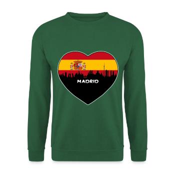 Madrid Spanien Flagge Skyline Reise Souvenir - Unisex Pullover - Grün - Vorne