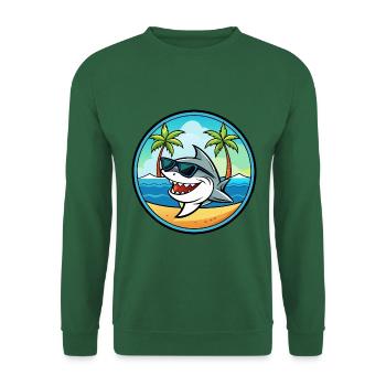 Shark Funny Cartoon Summer Beach Sunglasses Cool - Unisex Sweatshirt - green - Front