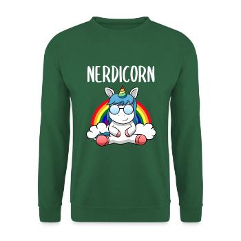 Nerdicorn Mädchen Nerd Einhorn Streber Frauen - Unisex Pullover - Grün - Vorne