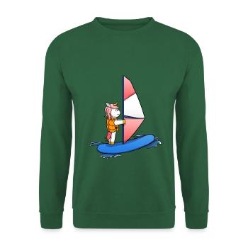 Windsurfen Einhorn Windsurf Windsurfer - Unisex Pullover - Grün - Vorne