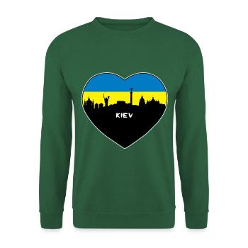 Kiew-Ukraine-Flaggen-Skyline-Reise-Andenken - Unisex Pullover - Grün - Vorne