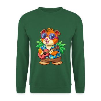 Drôle Cochon D’Inde Lunettes De Soleil De Plage D’été Hawaïen - Sweat-shirt Unisexe - vert foncé - Devant