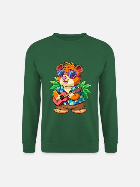 Lustige Meerschweinchen Sommer Strand Sonnenbrille Hawaiianisch - Unisex Pullover - Grün