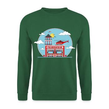 Hélicoptère et camion de pompiers - Sweat-shirt Unisexe - vert foncé - Devant