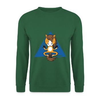 Meditierendes Pferd - Yoga Pony im Lotussitz - Unisex Pullover - Grün - Vorne