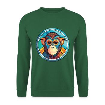 Affe buntes Aquarell Tier Haustier Illustration - Unisex Pullover - Grün - Vorne