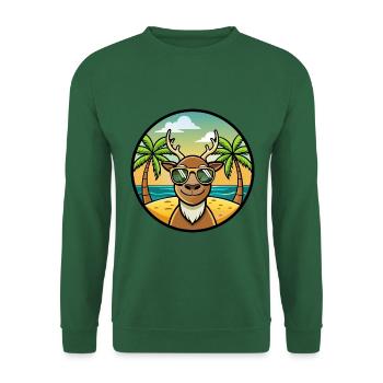 Hirsch Lustige Cartoon Sommer Strand Sonnenbrille Aufkleber - Unisex Pullover - Grün - Vorne