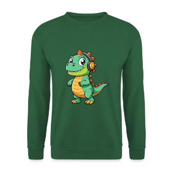 Dinosaur Funny Cartoon Character Headphone Music - Unisex Sweatshirt - green - Front