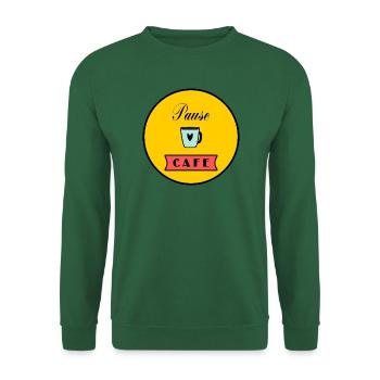 - CAFE- PAUSE. CAFE. - KAFFEE. - HUMOR. DROLE - Unisex Pullover - Grün - Vorne