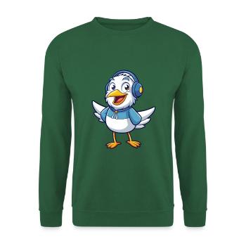 Möwe Lustige Zeichentrickfigur Kopfhörer Musik - Unisex Pullover - Grün - Vorne