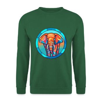 Elefant Buntes Glas Bunte Karikatur Kawaii Ani - Unisex Pullover - Grün - Vorne