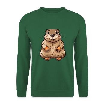 Und täglich grüßt das Murmeltier bunte Aquarell-Karikatur Kawaii Anima - Unisex Pullover - Grün - Vorne