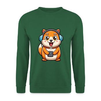 Hamster Lustige Zeichentrickfigur Kopfhörer Musik - Unisex Pullover - Grün - Vorne