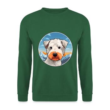 Pumi Hunderasse Karikatur Kawaii Aquarell - Unisex Pullover - Grün - Vorne