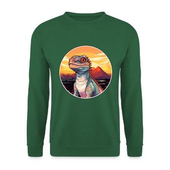Basilisk Buntes Aquarell Cartoon Kawaii Tier - Unisex Pullover - Grün - Vorne