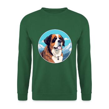 Bernhardiner Hunderasse Cartoon Kawaii Aquarell - Unisex Pullover - Grün - Vorne