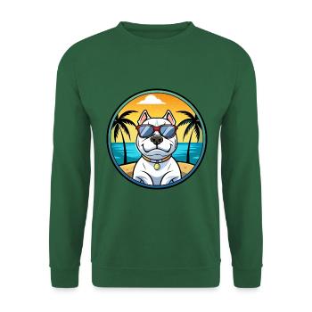 Dogue Argentino Chien Race Dessin Animé Lunettes De Soleil Plage - Sweat-shirt Unisexe - vert foncé - Devant