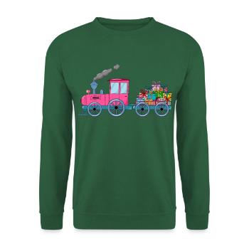 Train pour enfants avec remorque rose - Sweat-shirt Unisexe - vert foncé - Devant