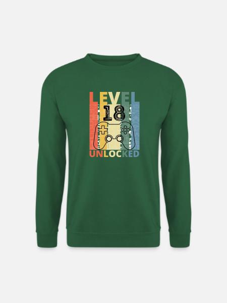 Level 18 Freigeschaltet Lustiger Gamer Geburtstag Achtzehn - Unisex Pullover - Grün