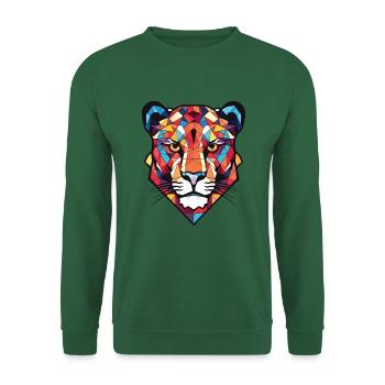 Jaguar Buntes Aquarell Tier Haustier Illustration - Unisex Pullover - Grün - Vorne