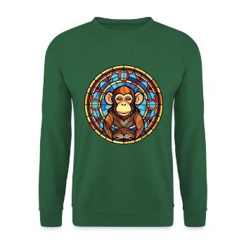 Affe buntes Aquarell Tier Haustier Illustration - Unisex Pullover - Grün - Vorne