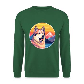 Indische Pariah-Hunderasse Karikatur Kawaii Aquarell - Unisex Pullover - Grün - Vorne
