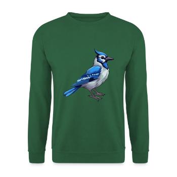 Blauer Eichelhäher Buntes Aquarell Cartoon Kawaii Tier - Unisex Pullover - Grün - Vorne