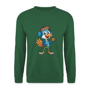 Strauß Lustige Zeichentrickfigur Kopfhörer Musik - Unisex Pullover - Grün - Vorne