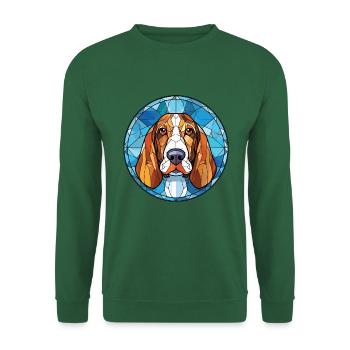 Basset Bleu de Gascogne Hunderasse Aquarellglas - Unisex Pullover - Grün - Vorne