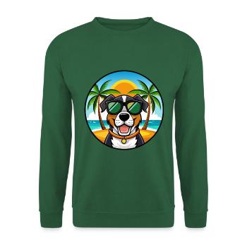 Grand Bouvier Suisse Race Cartoon Beach - Sweat-shirt Unisexe - vert foncé - Devant