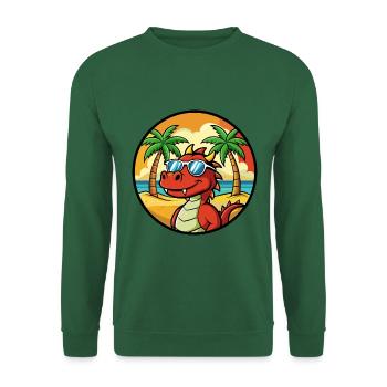 Dragon Funny Cartoon Lunettes de soleil de plage d’été cool - Sweat-shirt Unisexe - vert foncé - Devant