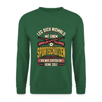 Leg Dich Nicht Mit Sportschützen An Sportschütze - Unisex Pullover - Grün - Vorne