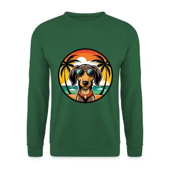 Teckel de Westphalie Race De Chien Dessin Animé Plage - Sweat-shirt Unisexe - vert foncé - Devant