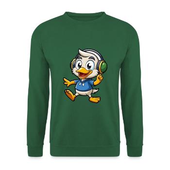 Ente Lustige Zeichentrickfigur Kopfhörer Musik - Unisex Pullover - Grün - Vorne