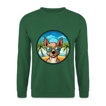 Mexikanische haarlose Hunderasse Cartoon Sonnenbrille Strand - Unisex Pullover - Grün - Vorne