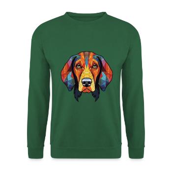 Serbischer dreifarbiger Jagdhund Hunderasse Aquarell - Unisex Pullover - Grün - Vorne