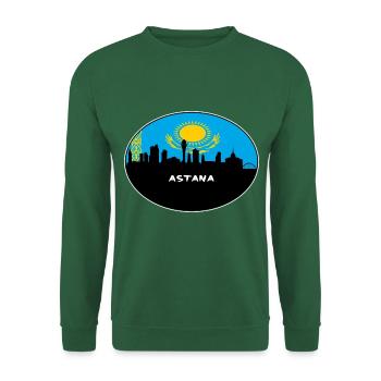 Astana Kasachstan Flagge Skyline Silhouette Reisen - Unisex Pullover - Grün - Vorne