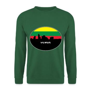 Vilnius Litauen Flagge Skyline Silhouette Reisen - Unisex Pullover - Grün - Vorne