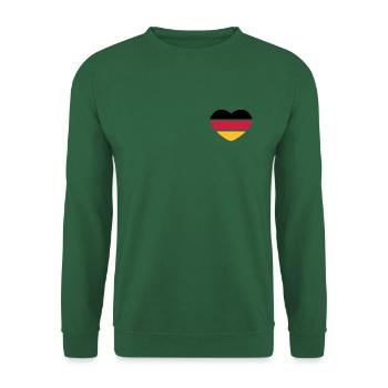 Herz 3farbig - Schwarz Rot Gold - Deutschland - Unisex Pullover - Grün - Vorne