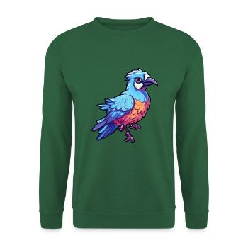 Blauer Eichelhäher Buntes Aquarell Cartoon Kawaii Tier - Unisex Pullover - Grün - Vorne