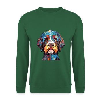 Friesische Wasserhundrasse Aquarell-Illustration - Unisex Pullover - Grün - Vorne