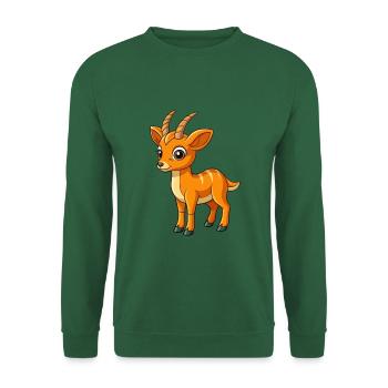 Antelope Cute Mascot Cartoon Character Kawaii - Unisex Sweatshirt - green - Front