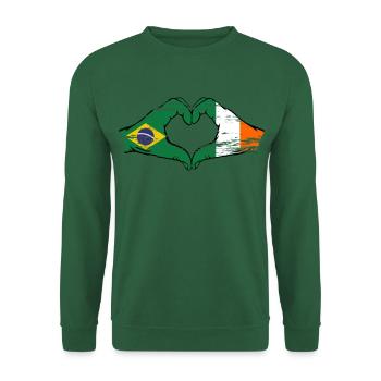 Brésil Irlande Drapeau Aiguilles Coeur Forme Utilisé - Sweat-shirt Unisexe - vert foncé - Devant