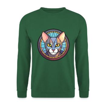 Ägyptische Mau-Katze bunte Aquarell-Illustration - Unisex Pullover - Grün - Vorne