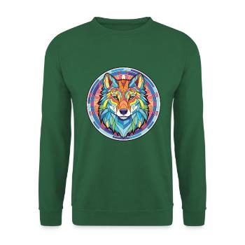 Wolf buntes Aquarell Tier Haustier Illustration - Unisex Pullover - Grün - Vorne